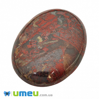 Кабошон нат. камінь Яшма брекчієва, Овал, 40,2 х30,2 мм (KAB-050035)