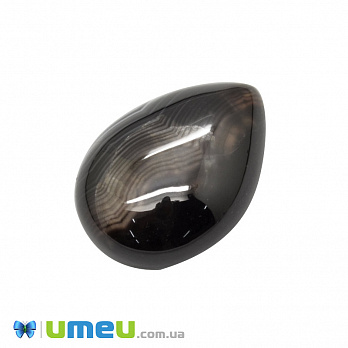Кабошон нат. камінь Агат чорний (2 сорт), Крапля, 24,7 х18, 2 мм (KAB-050629)