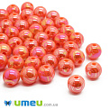 Намистина пластикова райдужна Кругла, 10 мм, Коралова (BUS-047186)