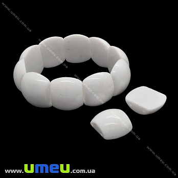 [Архів] Намистина натуральний камінь на два отвори Нефрит білий, 22х17х9 мм (BUS-027501)