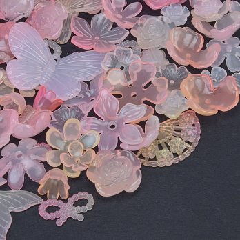 Намистини пластикові, Мікс персиковий (BUS-062011)