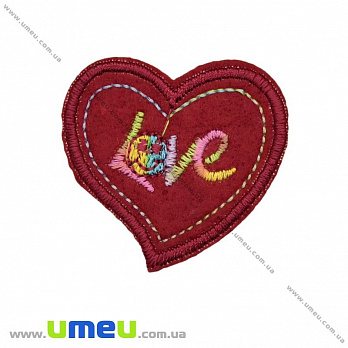 Термоаплікація Сердечко, 5х5 см, Бордова (APL-022250)