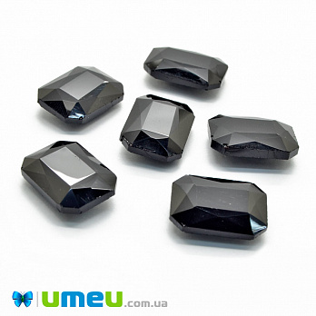 Риволі скляний УЦІНКА, Прямокутний гранований, 18х13 мм, Чорний (KAB-015859)