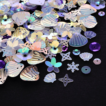 Паєтки Китай Мікс, 2-13 мм, Біло-бузкові АВ (PAI-052841)