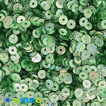 Пайетки Индия круглые плоские, 4 мм, Зеленые АВ, 5 г (PAI-041794)