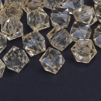 Намистини акрилові, Куб гранований, 11,5х10 мм, Бежеві (BUS-059934)