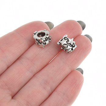 Намистини мет. Зірочки, 10х7 мм, Античне срібло (BUS-004555)