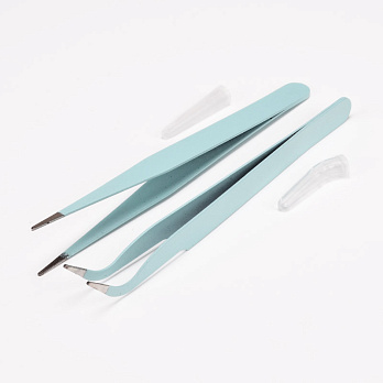 Набір пінцетів із нержавіючої сталі, 11,5 см, Бірюзовий (INS-053910)