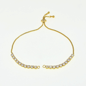 Застежка для браслета со стоппером, Стразы куб. цирконий, 12 см, Золото (STL-060892)