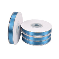 Атласна стрічка з люрексом, 10 мм, Синя зі сріблом (LEN-016735)