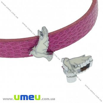 [Архів] Намистина під ремінець Голуб, 13х9 мм, Темне срібло (BUS-036282)