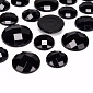 Кабошони пластикові, Круглі грановані, 12-18 мм, Мікс чорний (KAB-055139)