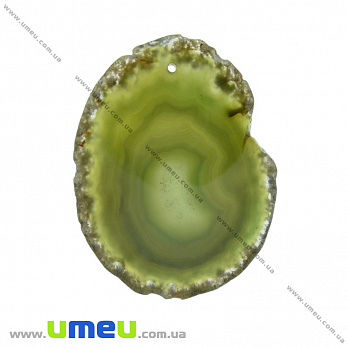 Зріз Агата, Оливковий, 64х49 мм (POD-022088)