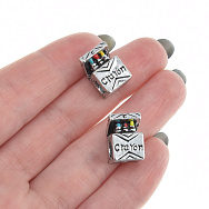 Намистини мет. Скриня, 15х10 мм, Античне срібло (BUS-006953)