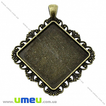 Основа ромб, 58х49 мм, 41х41 мм, Антична бронза (OSN-028224)