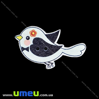 Декоративний пришивний елемент Пташка, 40х24 мм, Бірюзовий (DIF-033502)