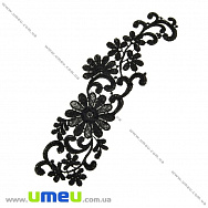Мереживна вставка Квіти, 26х7 см, Чорна (LEN-025010) Мереживна вставка Квіти, 26х7 см, Чорна (LEN-025010)