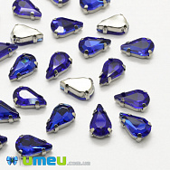 Шатон капля 13х8 мм, Темное серебро, Синий (KAB-040681)