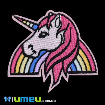 Термоаплікація Єдиноріг, 9х8 см, Рожева (APL-039886)