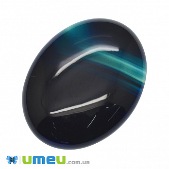 Кабошон нат. камінь Агат синій, Овал, 40х29,8 мм (KAB-050600)