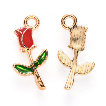 Підвіска метал. Троянда червона, 19х9 мм, Золото (POD-053839)