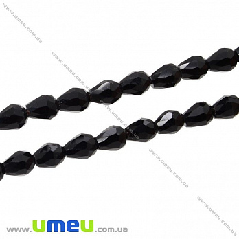 [Архів] Намистина під кришталь Крапля гранована, 7х5 мм, Чорна (BUS-028102)