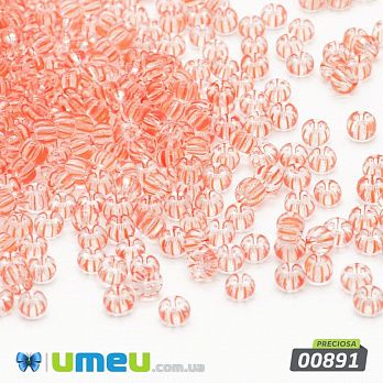 Бісер чеський №891/00891, Прозорий у рожеву смужку, 10/0 (BIS-043990)