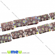 Намистина Lampwork прямокутна, 18х13 мм, Фиолетово-коричнева, 1 шт (BUS-004206)