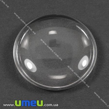 Кабошон стеклянный Линза круглая, 30 мм, Прозрачный, 1 шт (KAB-001999)