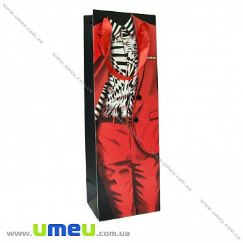 Подарочный пакет Мужской, 36х12х9 см, Красный, 1 шт (UPK-023644)