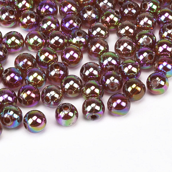 Намистини акрилові Прозорі райдужні, Круглі, 6 мм, Бордово-коричневі (BUS-059541)