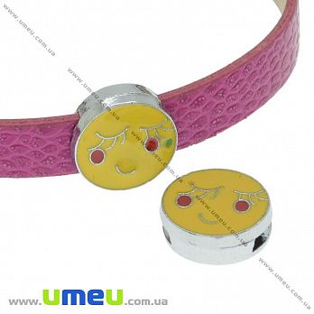 [Архів] Намистина під ремінець Смайлик, 13 мм, Темне срібло (BUS-036286)