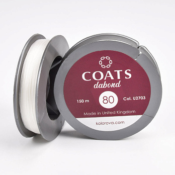 Нить для бисера COATS Dabond 80, Белая, 150 м (MUL-060561)