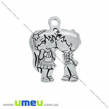 [Архів] Підвіска металева Парочка (двухстор.), Античне срібло, 31х23 мм (POD-002529)