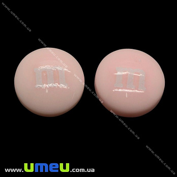 Кабошон из полимерной глины M-M's розовый св., 14 мм, 1 шт (KAB-011705)