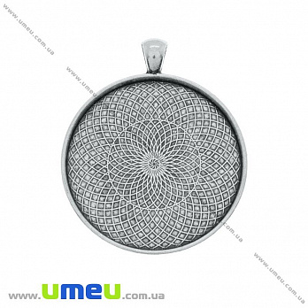 Основа кругла, 51х43 мм, 40 мм, Античне срібло (OSN-020040)