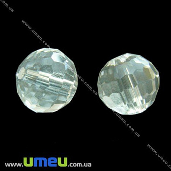 [Архів] Намистина під кришталь гранована кругла, 8 мм, Прозора (BUS-008758)