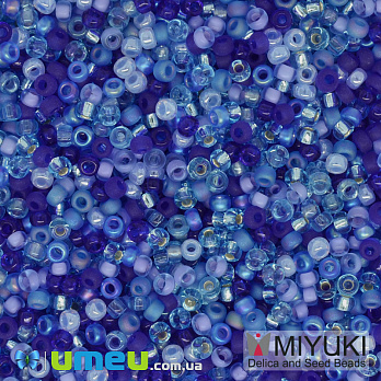 Бисер японский Miyuki круглый RR 11/0 №MIX02, Микс синий, 5 г (BIS-039792)