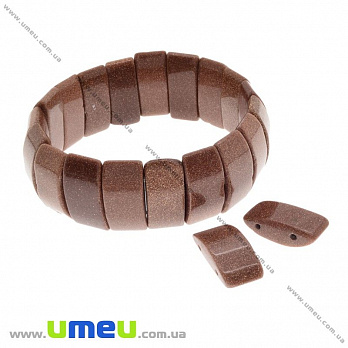 [Архів] Намистина натуральний камінь на два отвори Авантюрин, 24х12х8 мм (BUS-027502)