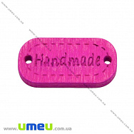 Бирка дерев'яна «Hand made», 24х12 мм, Малинова (PUG-013058)