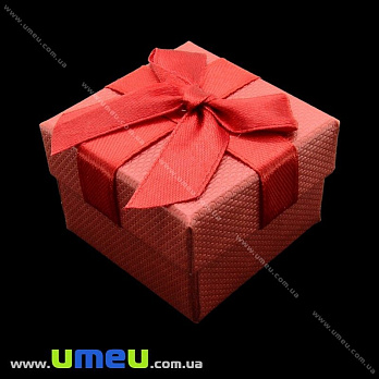 Подарочная коробочка Квадратная под кольцо, 4,5х4,5х3,5 см, Красная, 1 шт (UPK-023064)