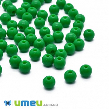 Бусина пластиковая Круглая, 6 мм, Зеленая, 5 г (BUS-002872)