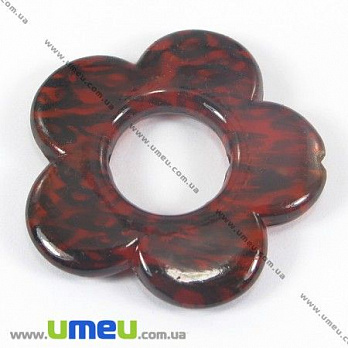 [Архів] Намистина акрилова Квітка, 32 мм, Червона (BUS-002946)