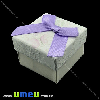 Подарочная коробочка Квадратная с узором под кольцо, 4,5х4,5х3,5 см, Сиреневая, 1 шт (UPK-023073)