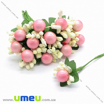 Тычинки на проволоке с ягодкой, Розово-кремовые, 1 шт (DIF-015417)