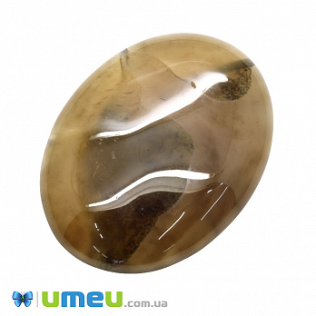 Кабошон нат. камінь Агат коричневий, Овал, 39,6 х29,5 мм (KAB-050610)