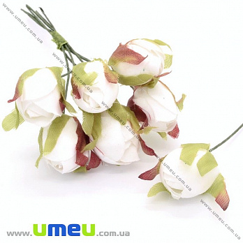 Бутон розы на проволоке, 15 мм, Белый, 1 шт (DIF-025681)