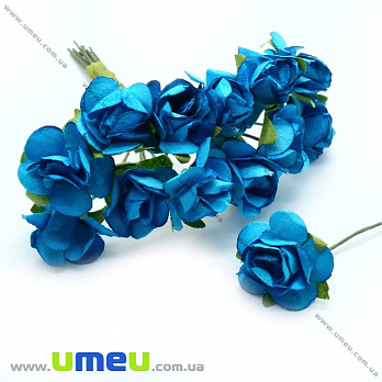 Роза бумажная, 15 мм, Голубая, 1 шт (DIF-006747)