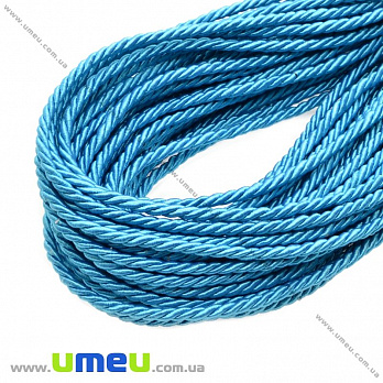 Полиэстеровый шнур крученый, Голубой яркий, 4 мм, 1 м (LEN-018939)