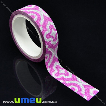 Декоративний скотч гліттерний, 15 мм, Малиновий (DIF-017921)